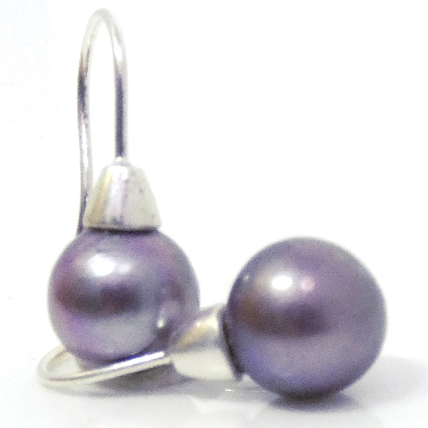 Purple Round Pearl Earring